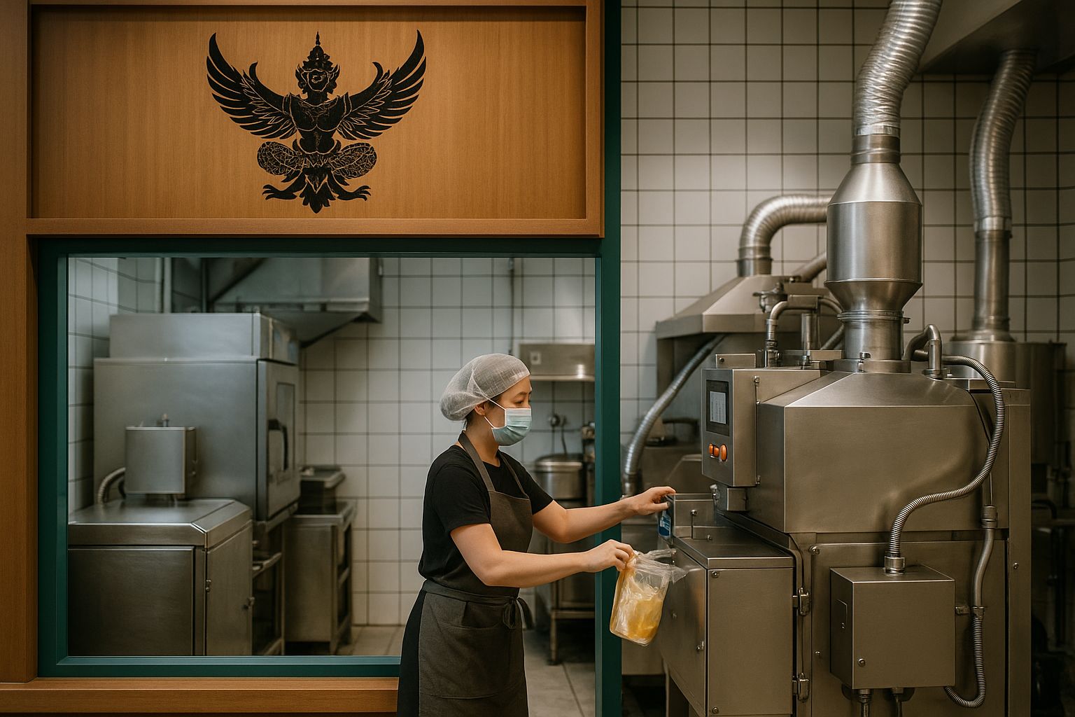 Kock med avancerad utrustning i ett professionellt restaurangkök